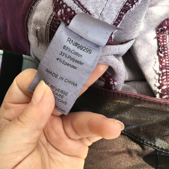 LEVEL 99 Jeans Skinny Pants Purple Jeans FAUX LEAT - Picture 6 of 7